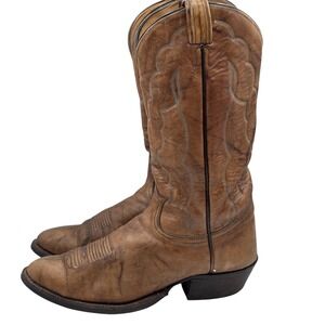 Tony Lama Boots Mens 10 Brown Leather Western Cowboy Round Toe Barn Rodeo Casual